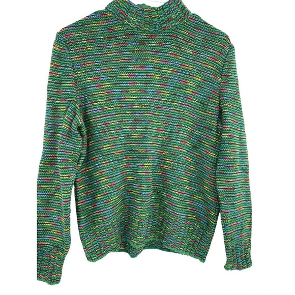 St. John Sport Size Medium Mock Neck Sweater Rainbow Stripe Women's Wool Blend - Picture 4 of 16